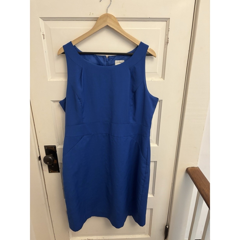 J Crew Women's Blue Wool Sleeveless Sheath Dress Lined Suiting Work Office Sz 18